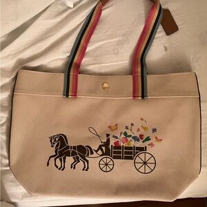 Coach Canvas Tote with Carriage